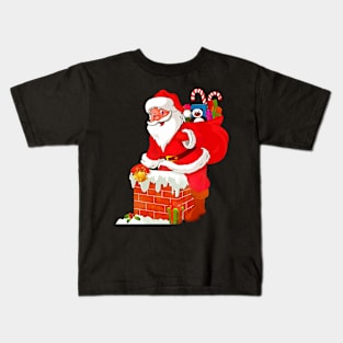 Merry Christmas Santa At Chimney Kids T-Shirt